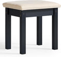 LEYAOYAO Vanity Stool, Elegant Wooden Makeup Chair Stool with Comfortable Fabric Cushion, Modern Make Up Bench for Bedroom and Bathroom-Classic Black