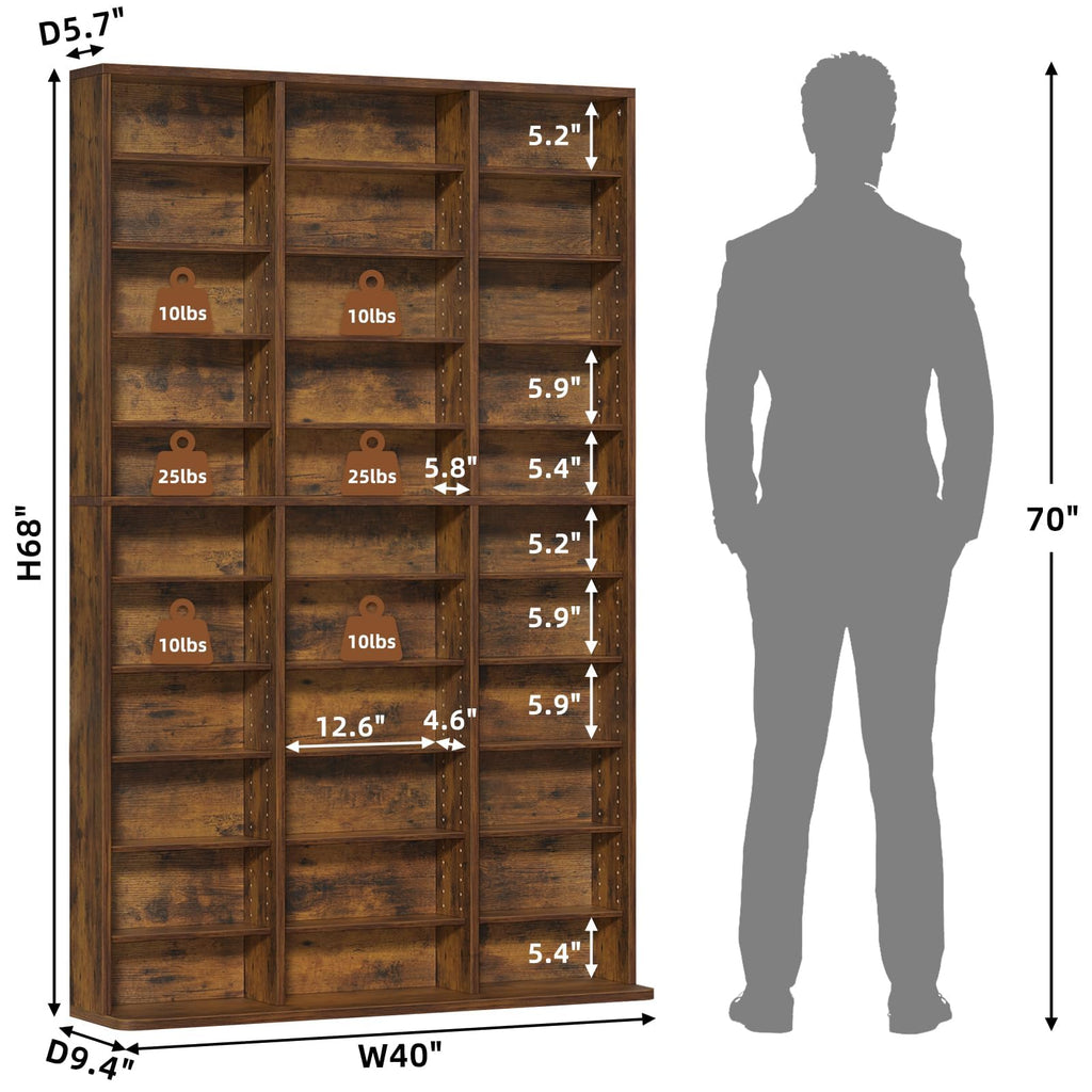LELELINKY 11 Tier Tall Display Cabinet, Black Media Storage Cabinet