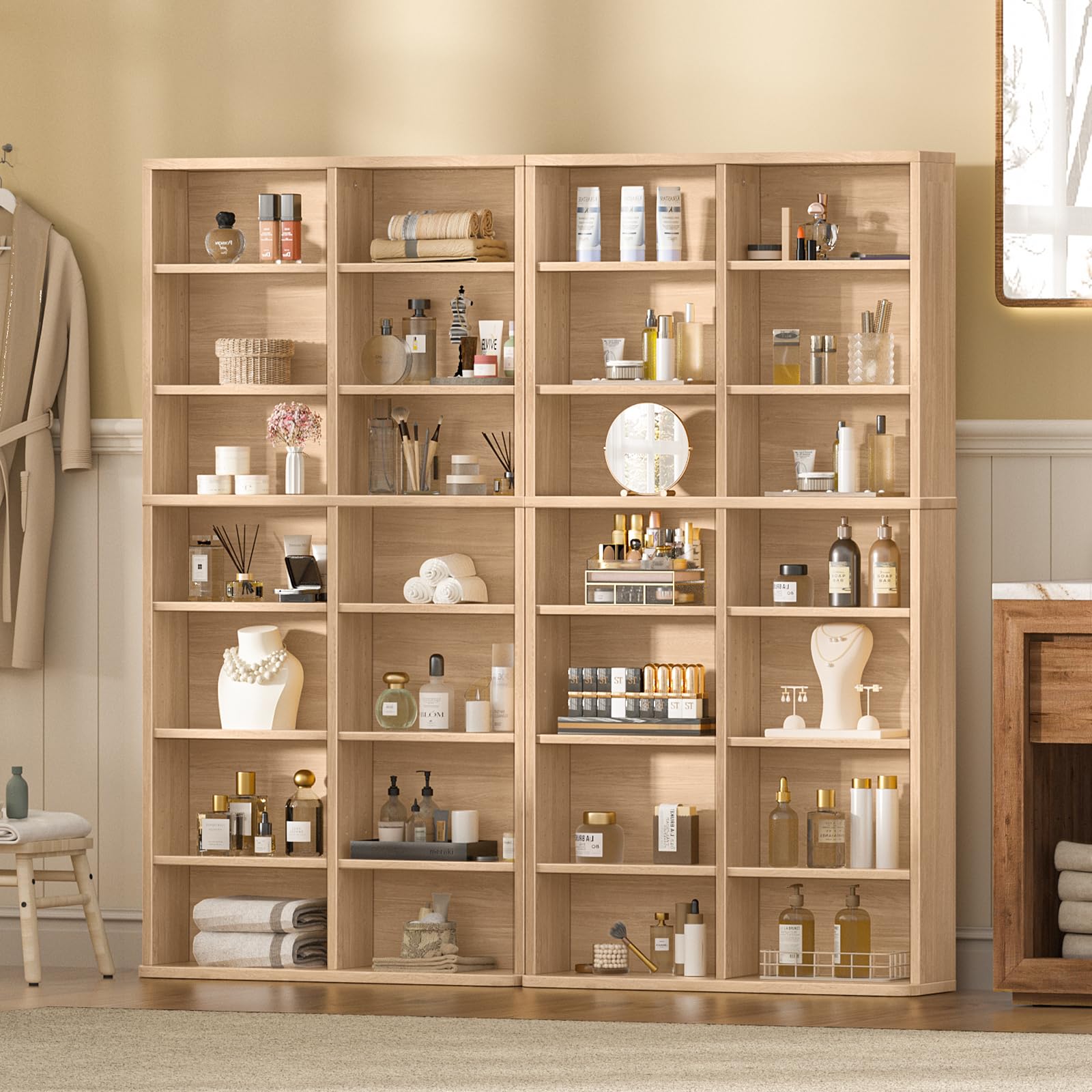 LELELINKY 11 Tier Tall Display Cabinet, Black Media Storage Cabinet