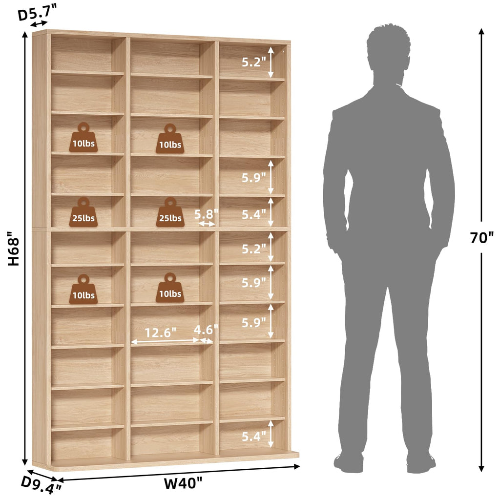 LELELINKY 11 Tier Tall Display Cabinet, Black Media Storage Cabinet