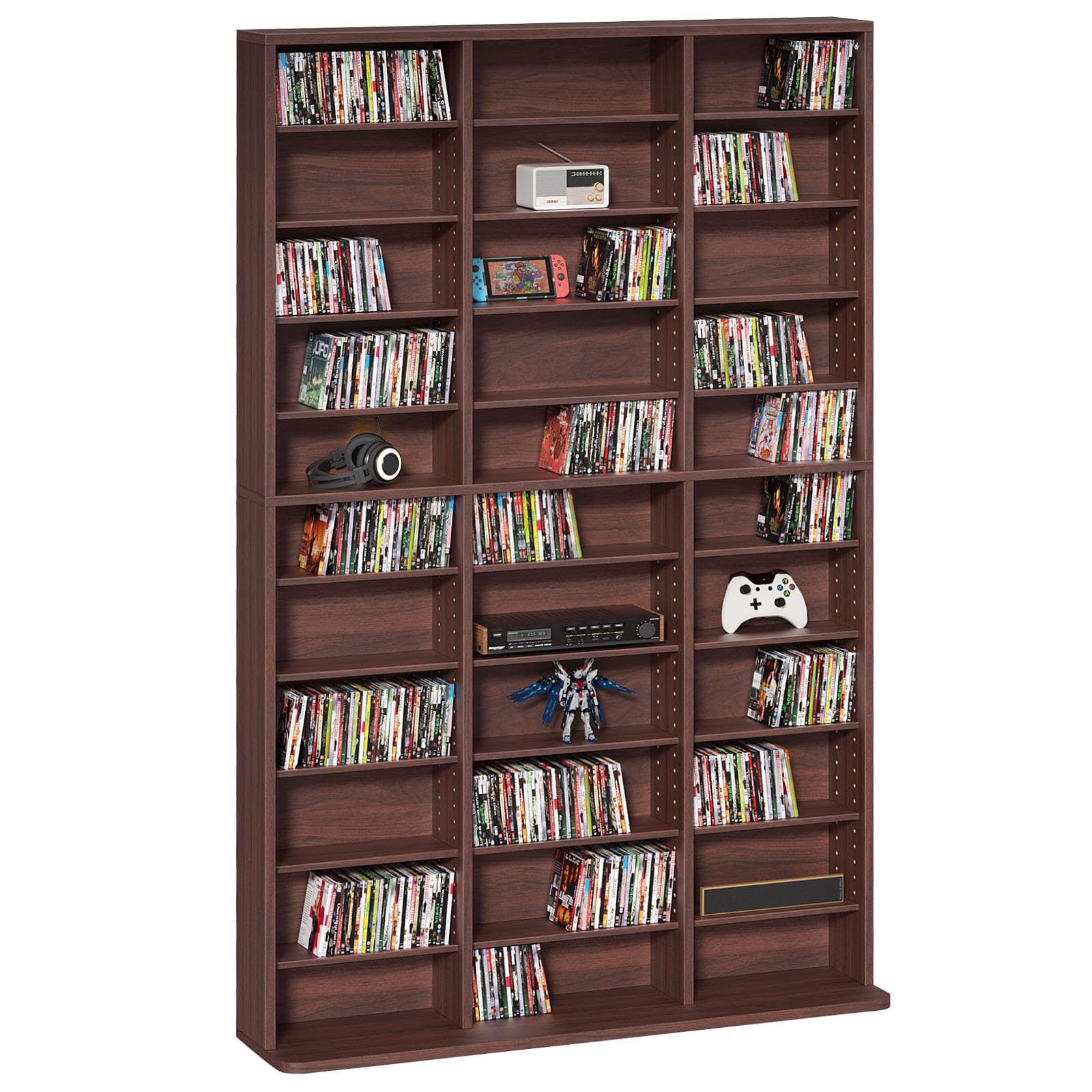 LELELINKY 11 Tier Tall Display Cabinet, Black Media Storage Cabinet