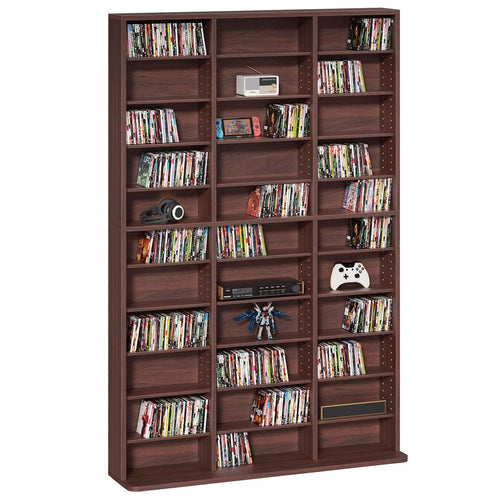LELELINKY 11 Tier Tall Display Cabinet, Black Media Storage Cabinet