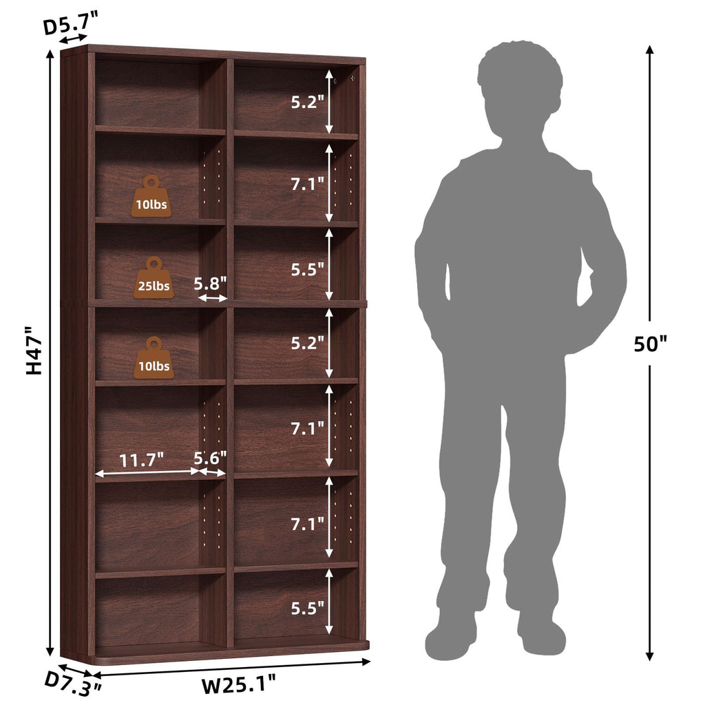LELELINKY 11 Tier Tall Display Cabinet, Black Media Storage Cabinet