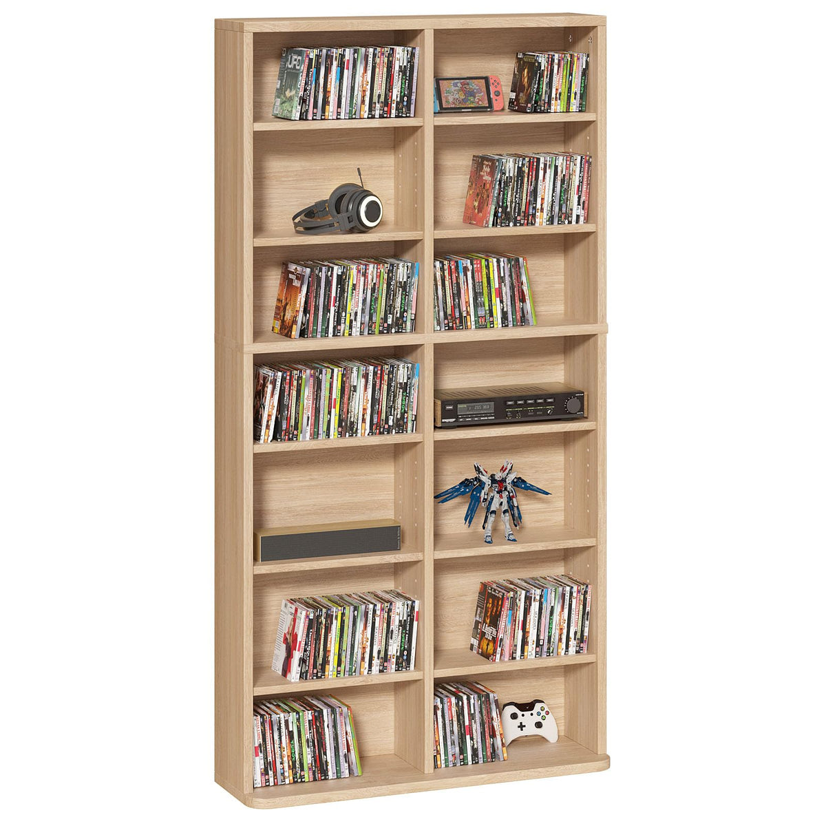 LELELINKY 11 Tier Tall Display Cabinet, Black Media Storage Cabinet