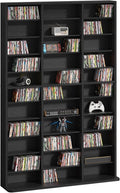 LELELINKY 11 Tier Tall Display Cabinet, Black Media Storage Cabinet