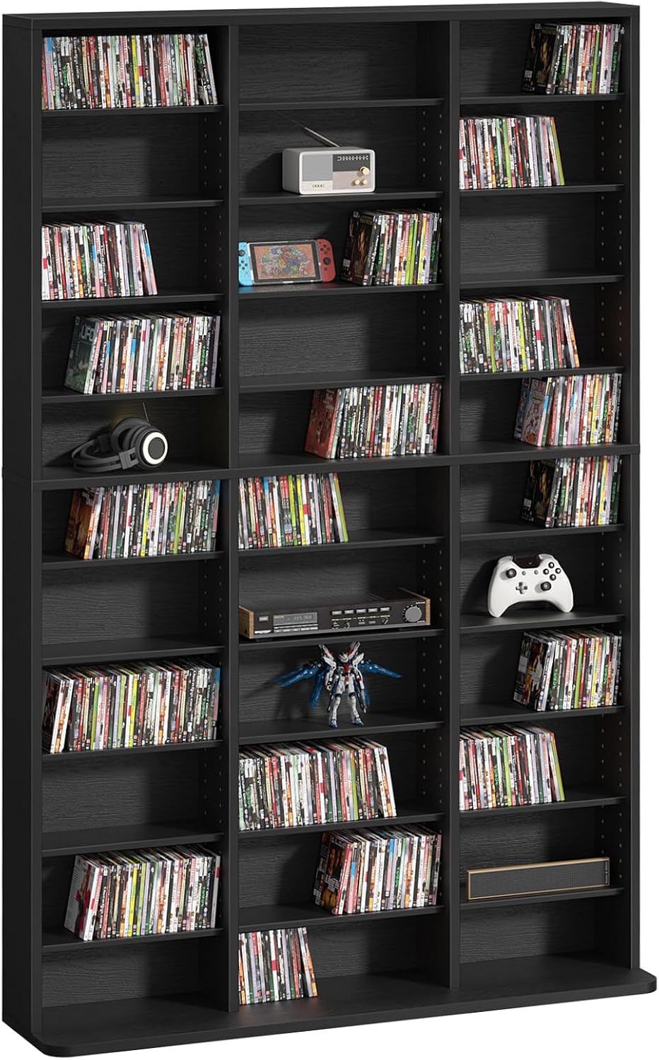 LELELINKY 11 Tier Tall Display Cabinet, Black Media Storage Cabinet
