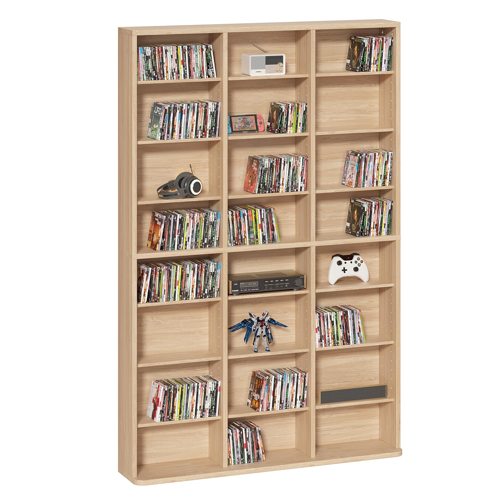 LELELINKY 11 Tier Tall Display Cabinet, Black Media Storage Cabinet