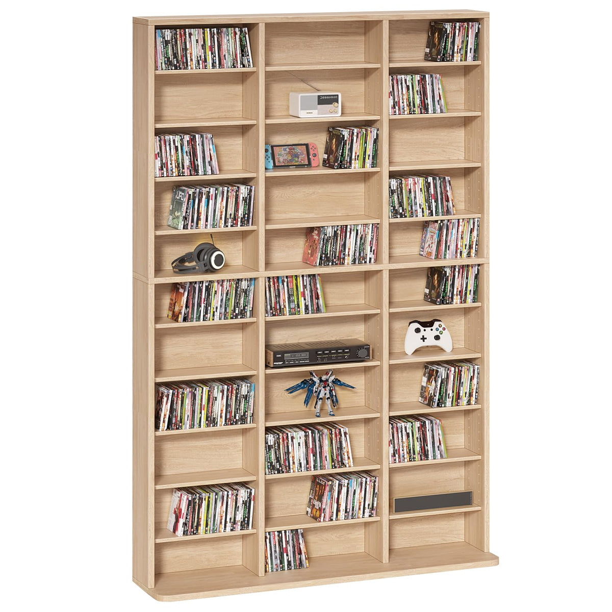 LELELINKY 11 Tier Tall Display Cabinet, Black Media Storage Cabinet