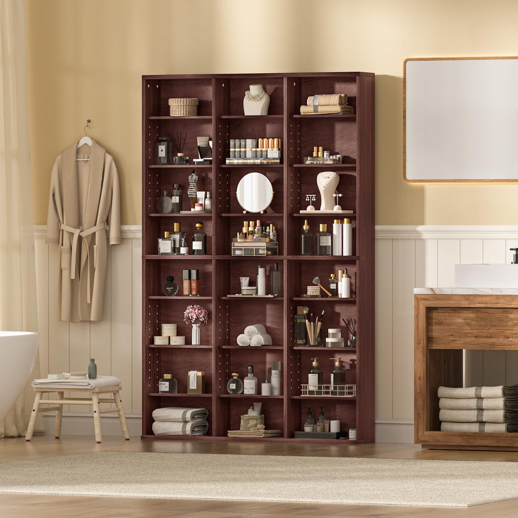 LELELINKY 11 Tier Tall Display Cabinet, Black Media Storage Cabinet