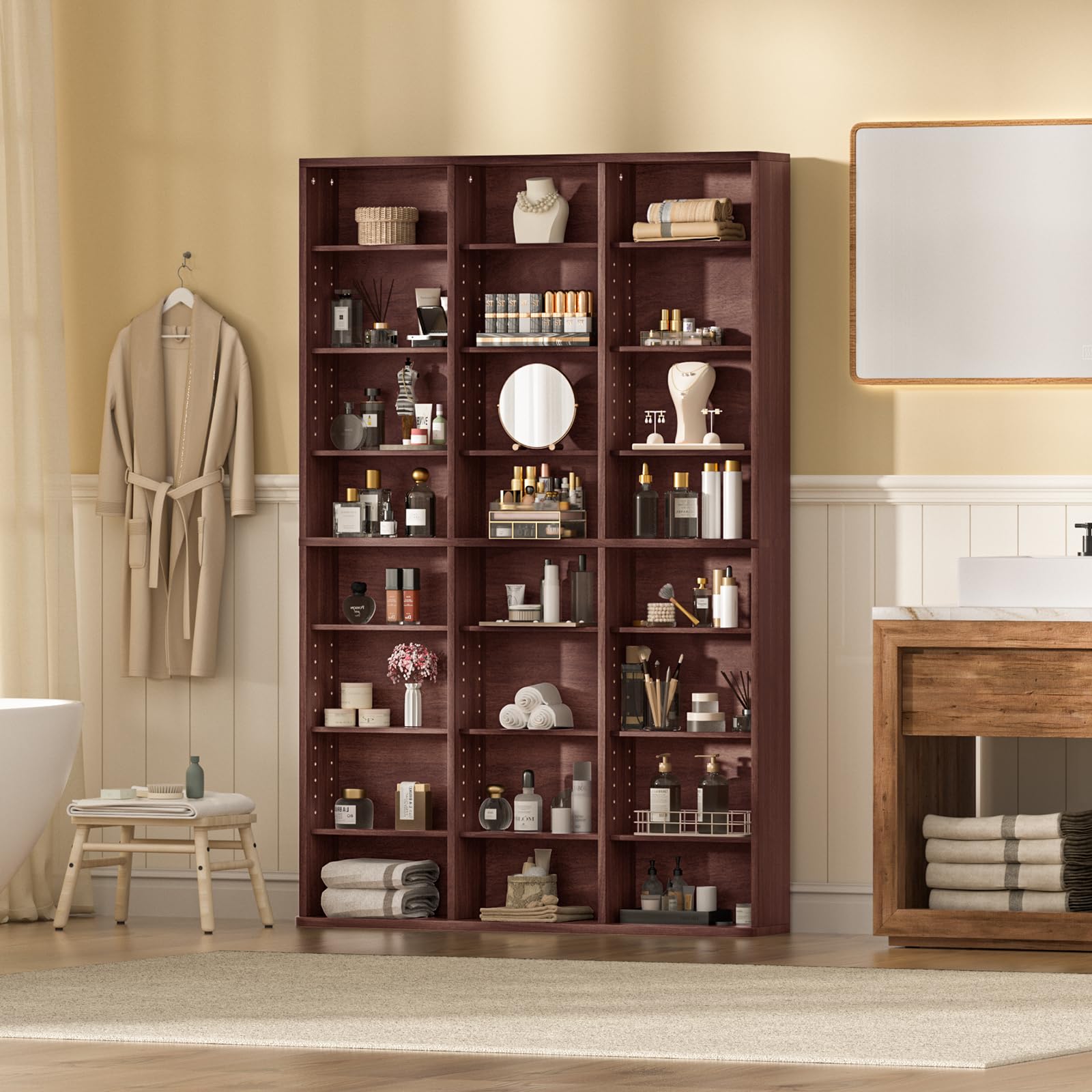 LELELINKY 11 Tier Tall Display Cabinet, Black Media Storage Cabinet