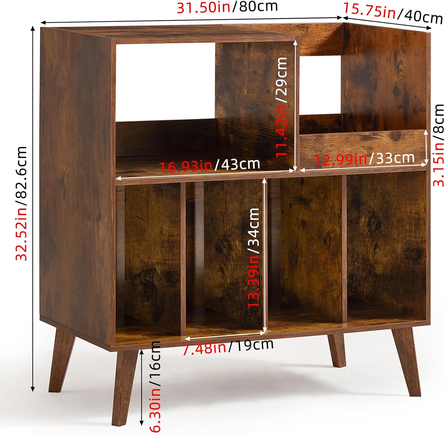 LELELINKY Large Record Player Stand, Turntable Stand with Storage, Vinyl Record Holder with Display Area, Record Player Table Holds Up to 300 Albums, Record Stand for Music Room Living Room-Brown