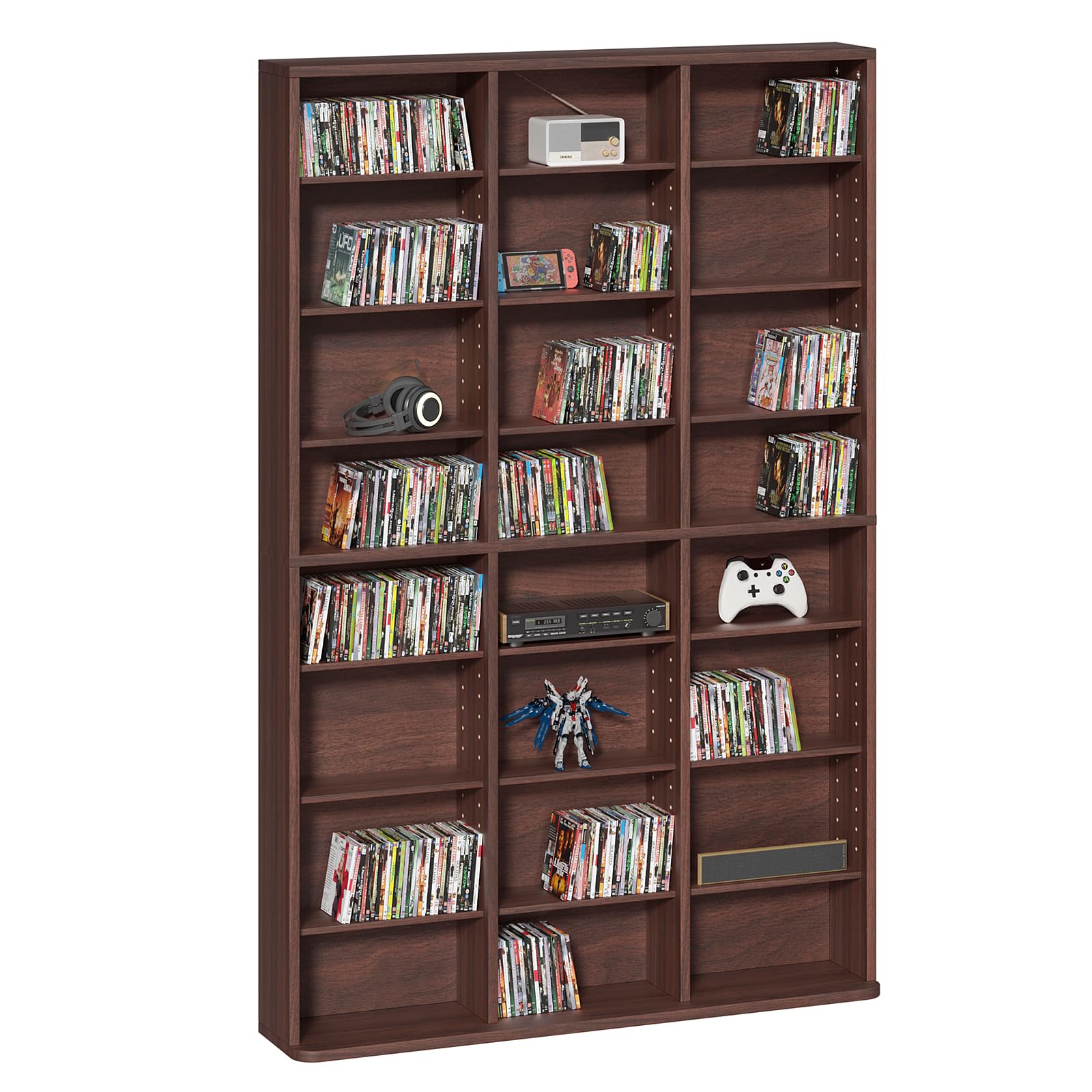 LELELINKY 11 Tier Tall Display Cabinet, Black Media Storage Cabinet