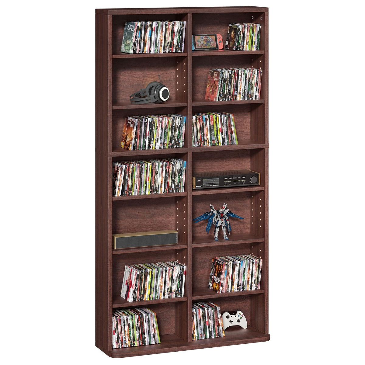 LELELINKY 11 Tier Tall Display Cabinet, Black Media Storage Cabinet