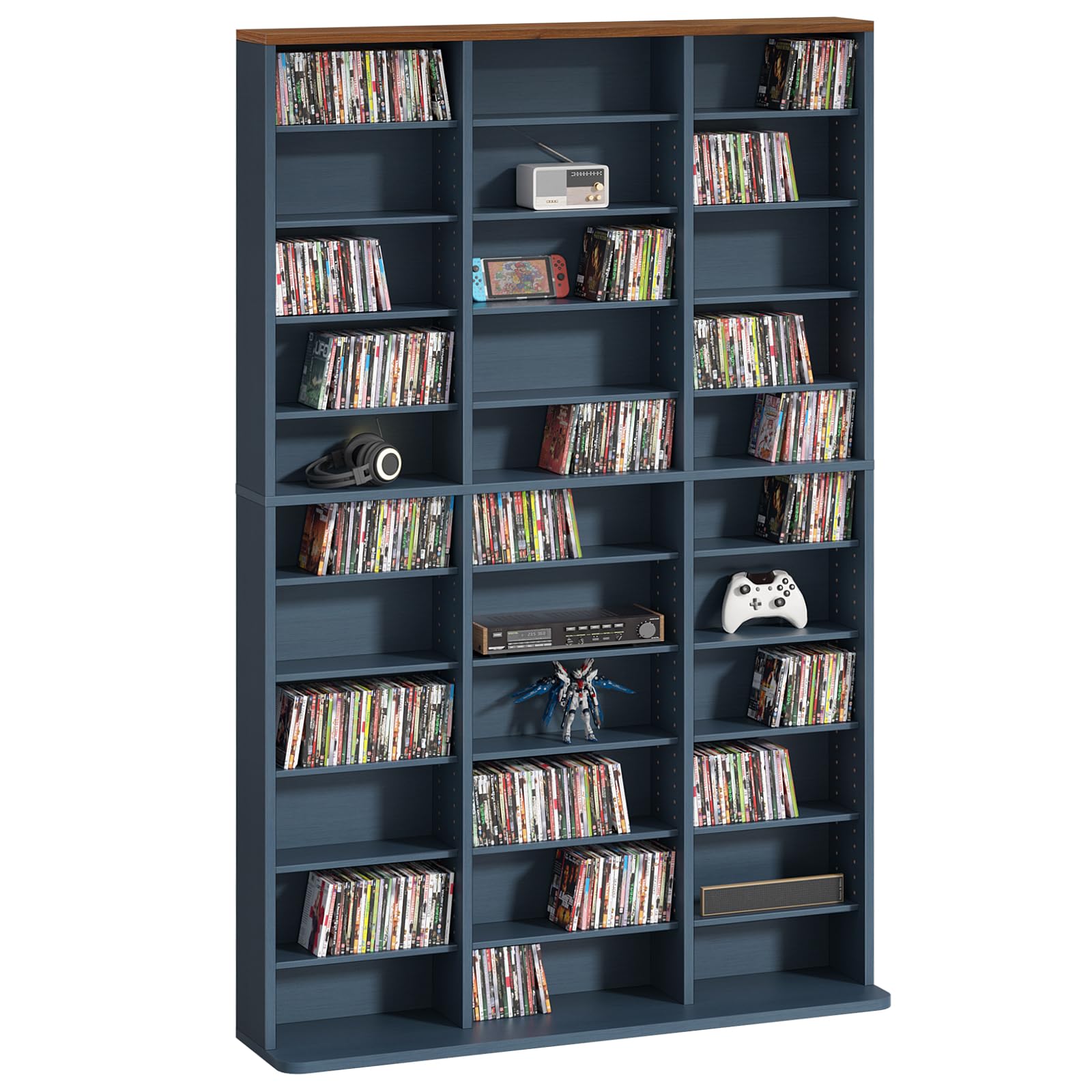 LELELINKY 11 Tier Tall Display Cabinet, Black Media Storage Cabinet