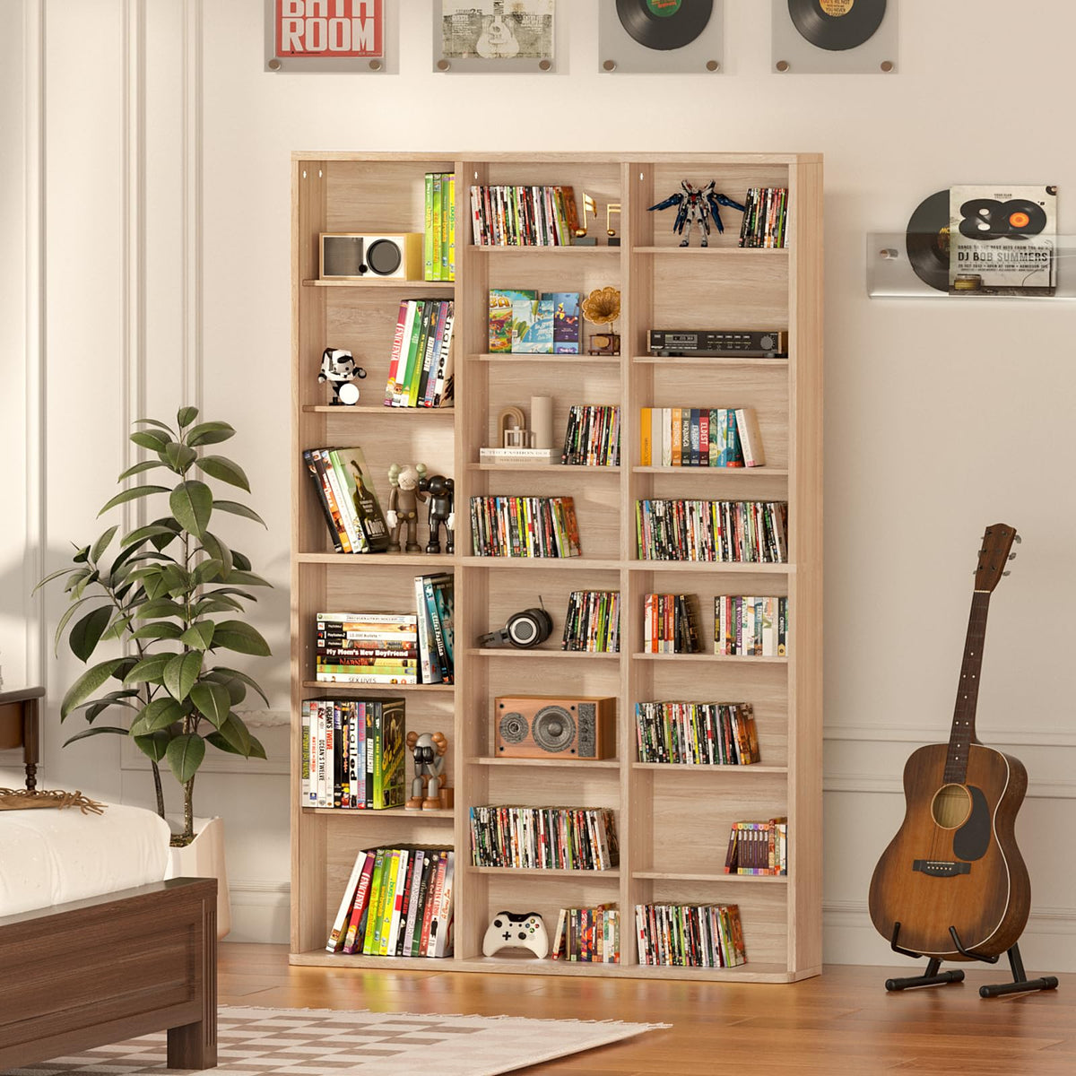 LELELINKY 11 Tier Tall Display Cabinet, Black Media Storage Cabinet
