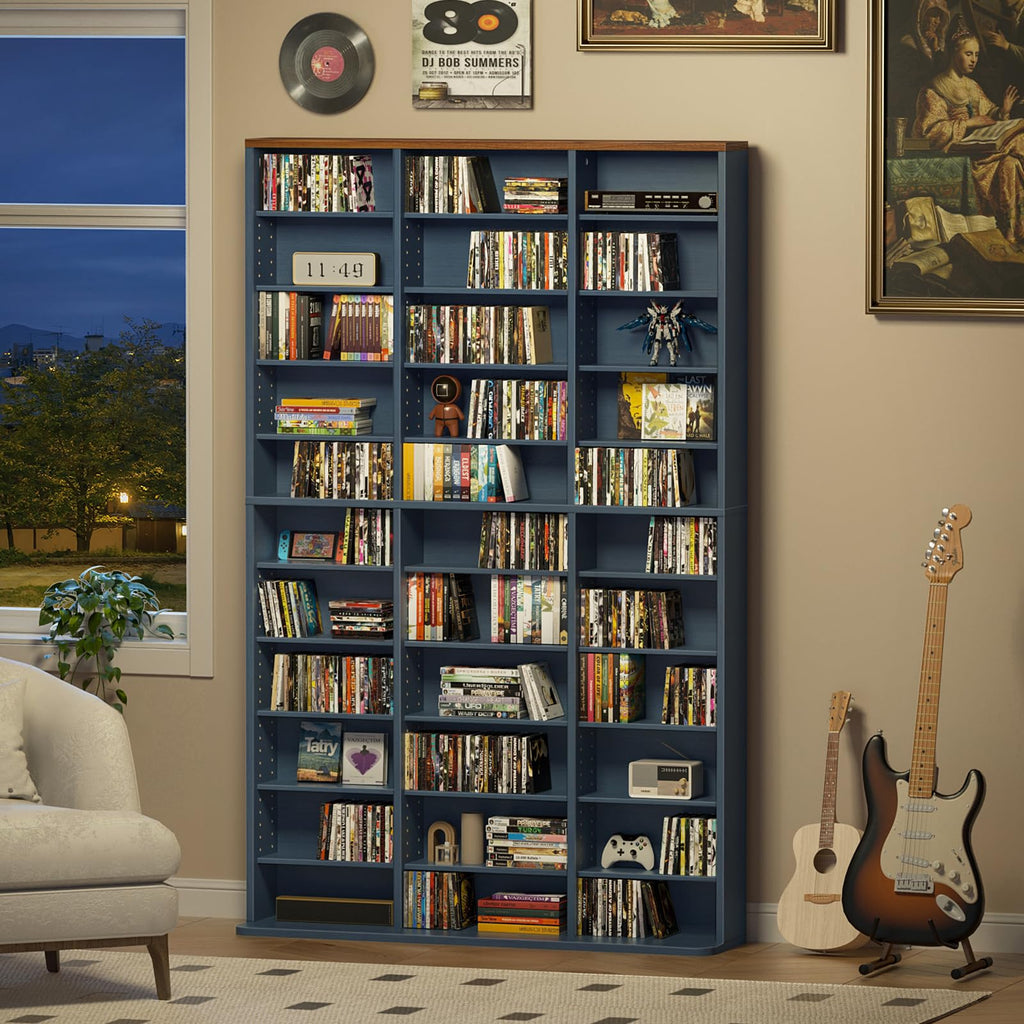 LELELINKY 11 Tier Tall Display Cabinet, Black Media Storage Cabinet