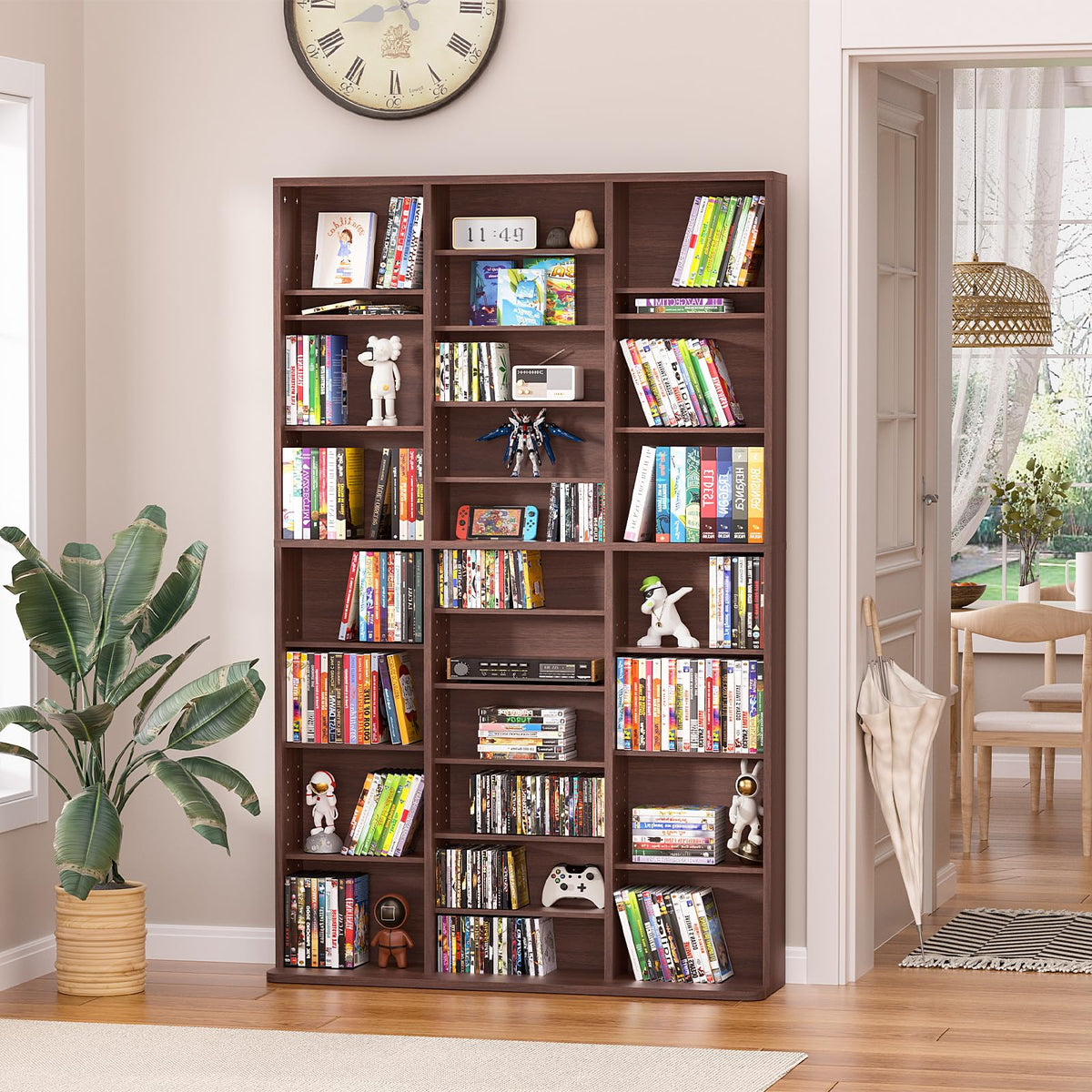 LELELINKY 11 Tier Tall Display Cabinet, Black Media Storage Cabinet