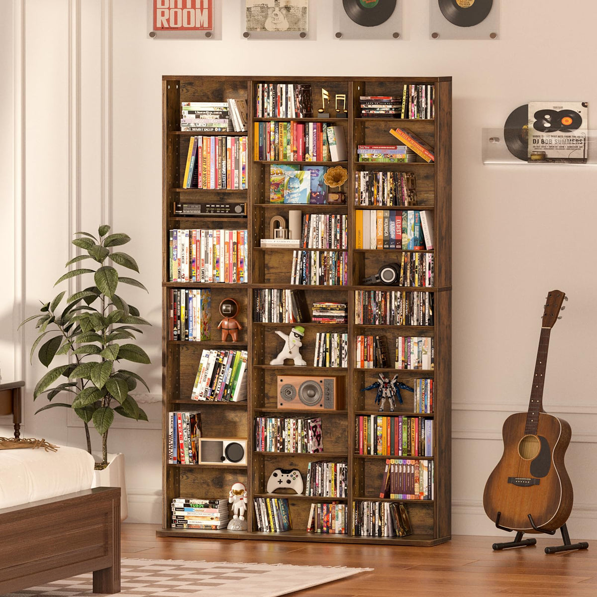 LELELINKY 11 Tier Tall Display Cabinet, Black Media Storage Cabinet