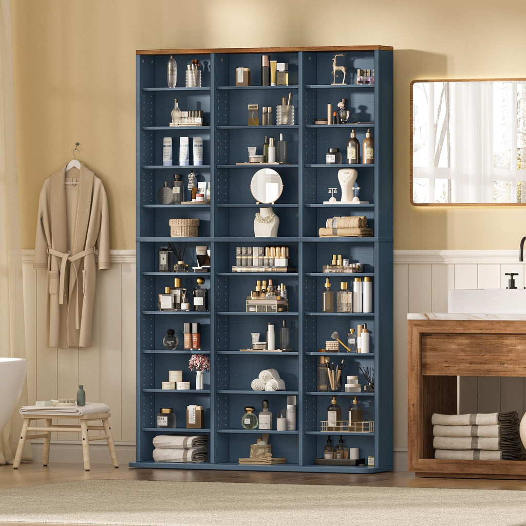 LELELINKY 11 Tier Tall Display Cabinet, Black Media Storage Cabinet