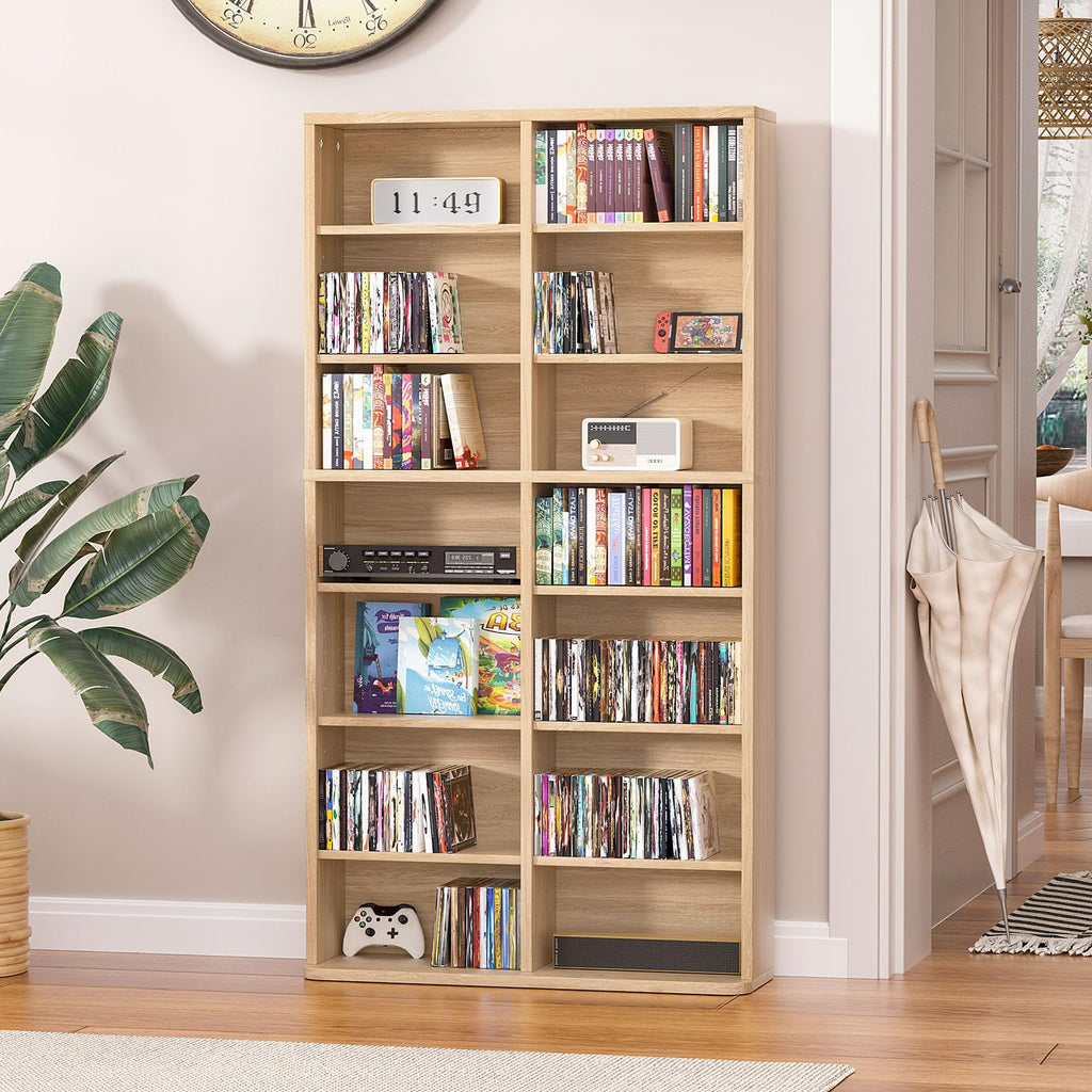 LELELINKY 11 Tier Tall Display Cabinet, Black Media Storage Cabinet