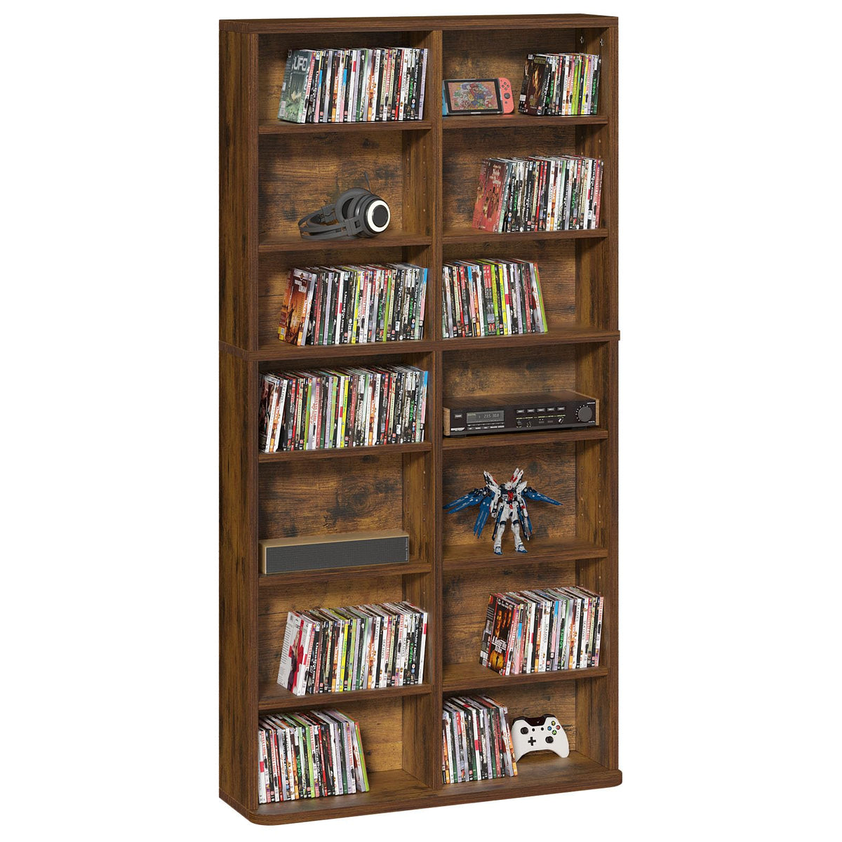 LELELINKY 11 Tier Tall Display Cabinet, Black Media Storage Cabinet