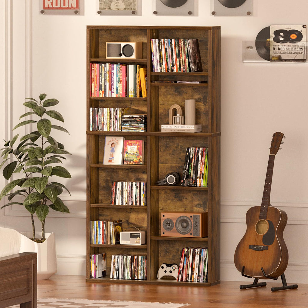 LELELINKY 11 Tier Tall Display Cabinet, Black Media Storage Cabinet