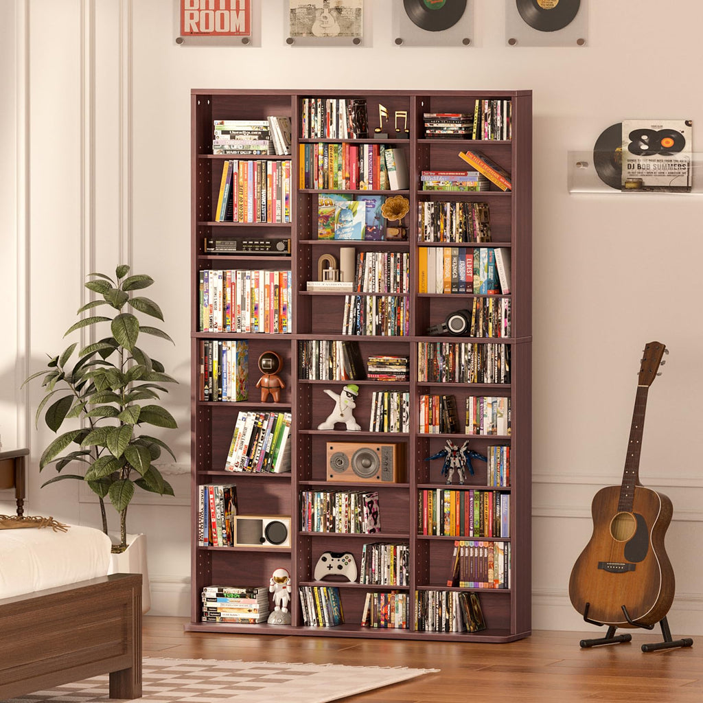 LELELINKY 11 Tier Tall Display Cabinet, Black Media Storage Cabinet