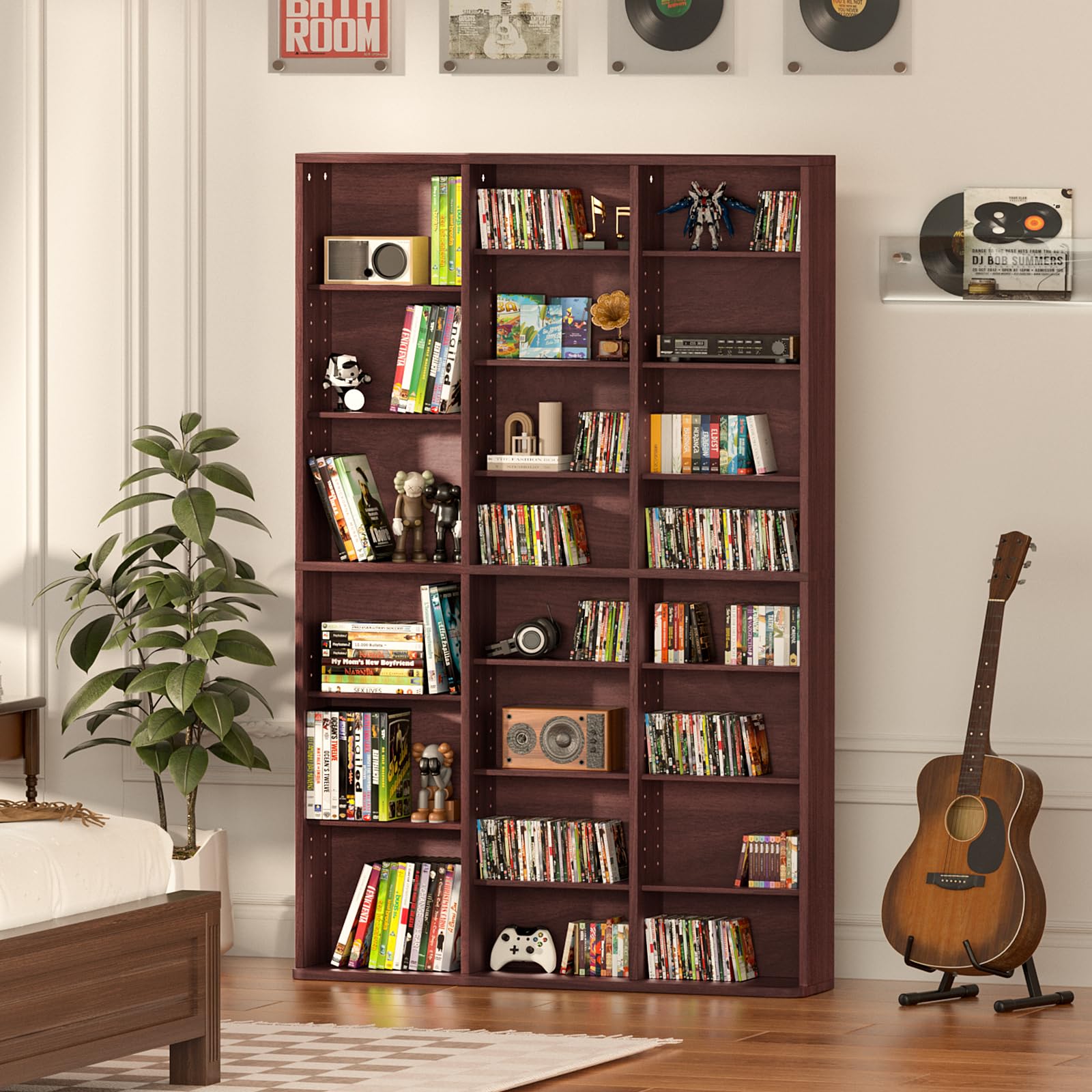 LELELINKY 11 Tier Tall Display Cabinet, Black Media Storage Cabinet