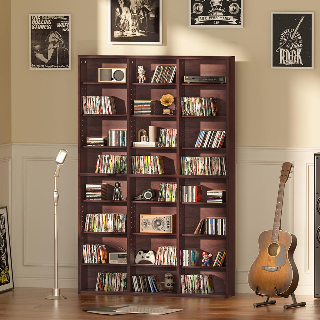 LELELINKY 11 Tier Tall Display Cabinet, Black Media Storage Cabinet