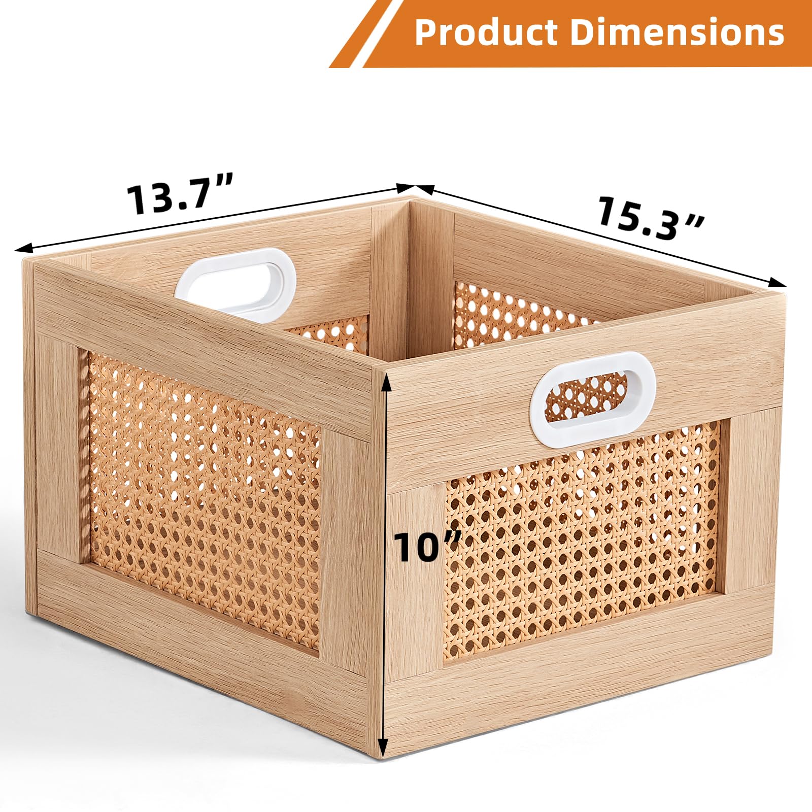 LELELINKY 2 Pack Vinyl Record Storage Crates, Rattan Vinyl Record Holder