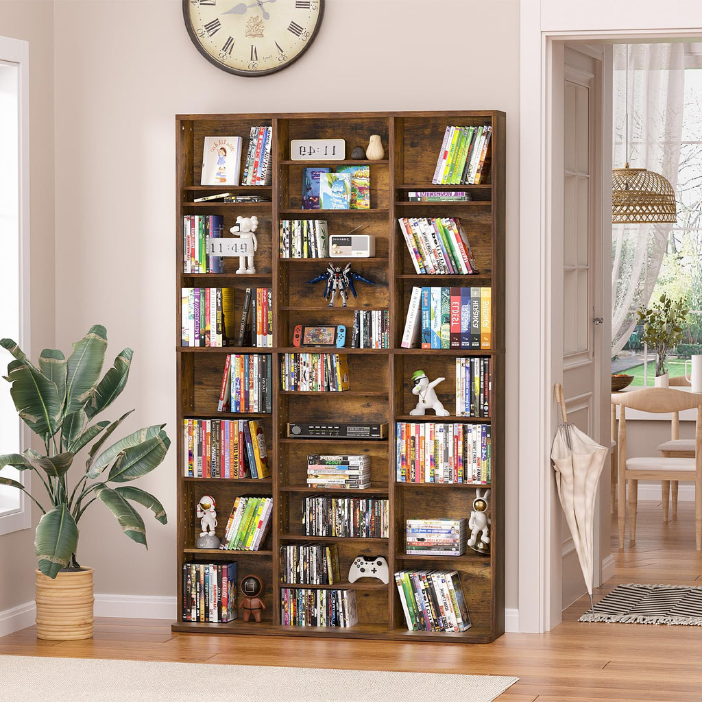 LELELINKY 11 Tier Tall Display Cabinet, Black Media Storage Cabinet