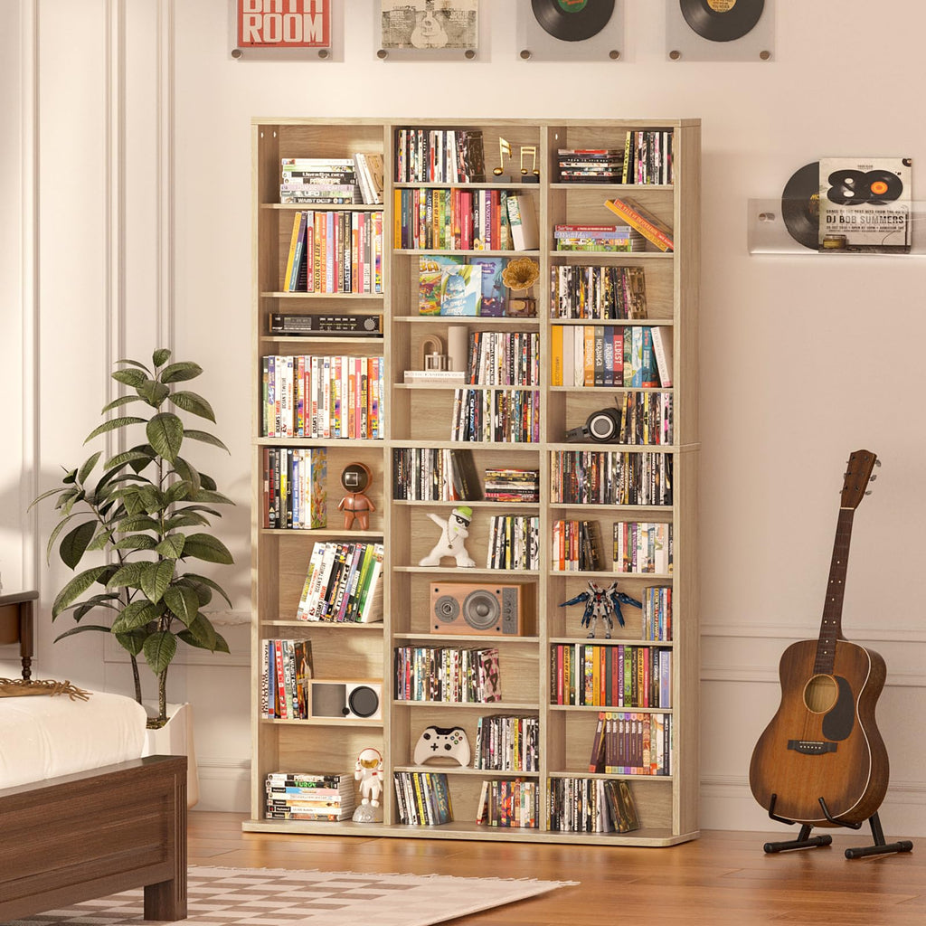 LELELINKY 11 Tier Tall Display Cabinet, Black Media Storage Cabinet
