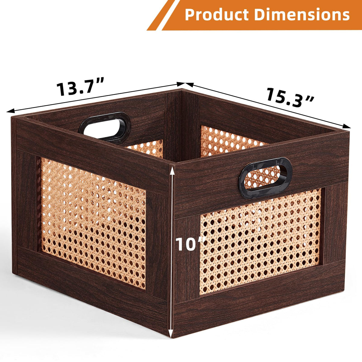 LELELINKY 2 Pack Vinyl Record Storage Crates, Rattan Vinyl Record Holder