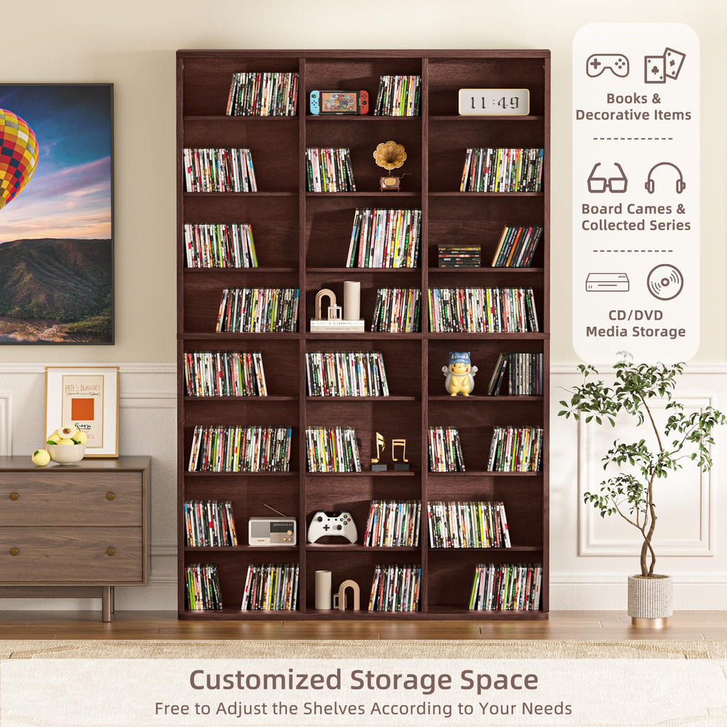 LELELINKY 11 Tier Tall Display Cabinet, Black Media Storage Cabinet