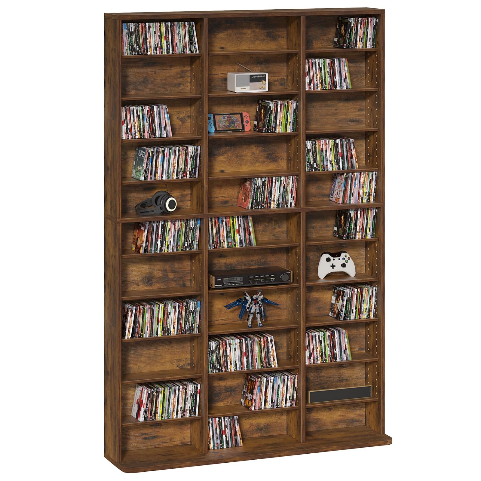 LELELINKY 11 Tier Tall Display Cabinet, Black Media Storage Cabinet