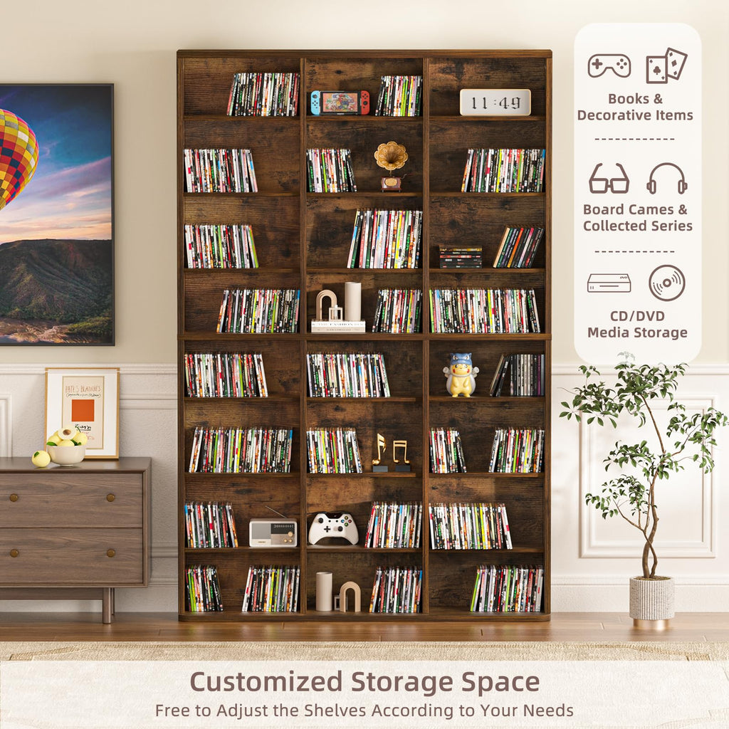 LELELINKY 11 Tier Tall Display Cabinet, Black Media Storage Cabinet
