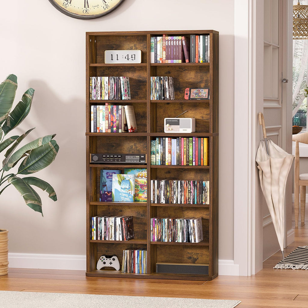 LELELINKY 11 Tier Tall Display Cabinet, Black Media Storage Cabinet