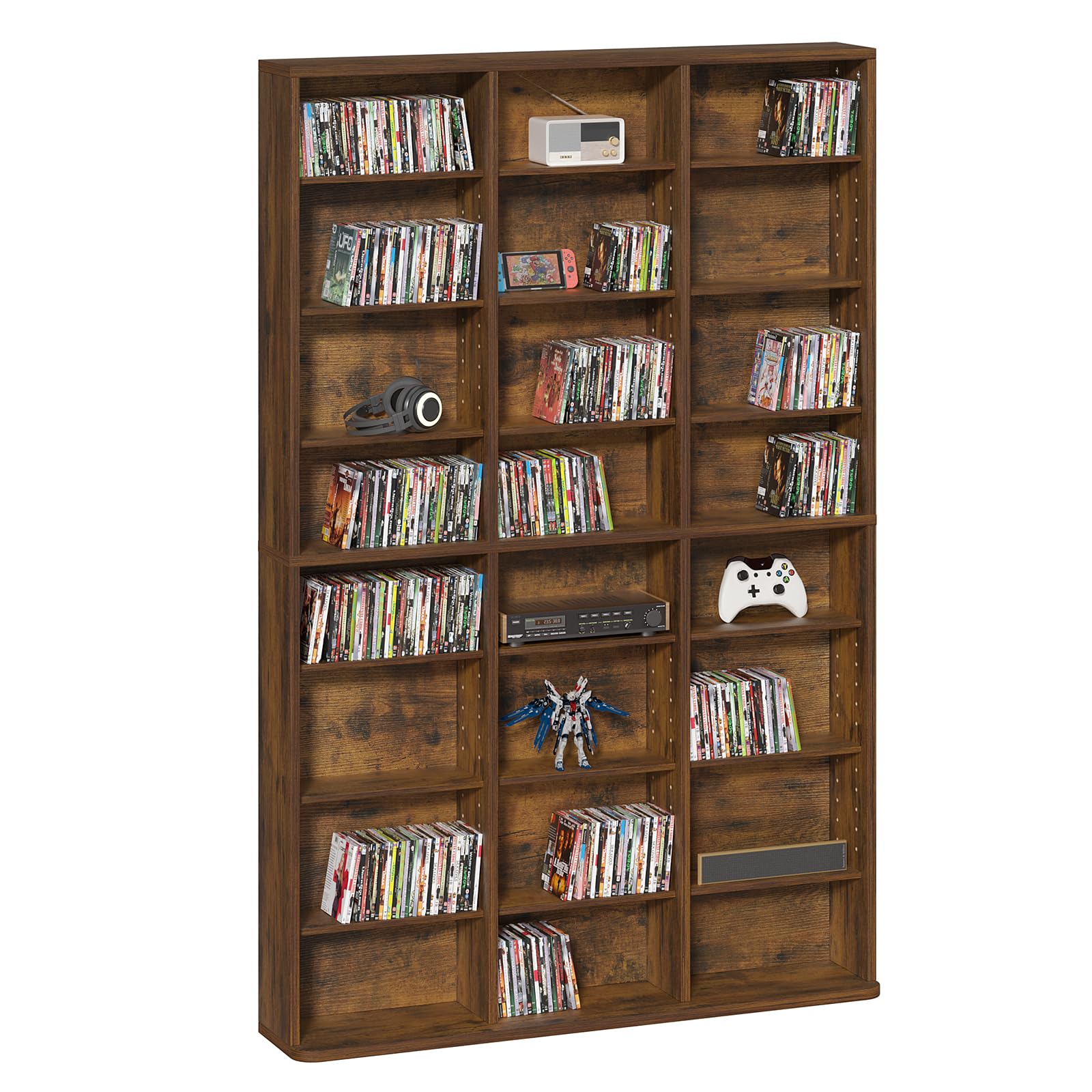 LELELINKY 11 Tier Tall Display Cabinet, Black Media Storage Cabinet