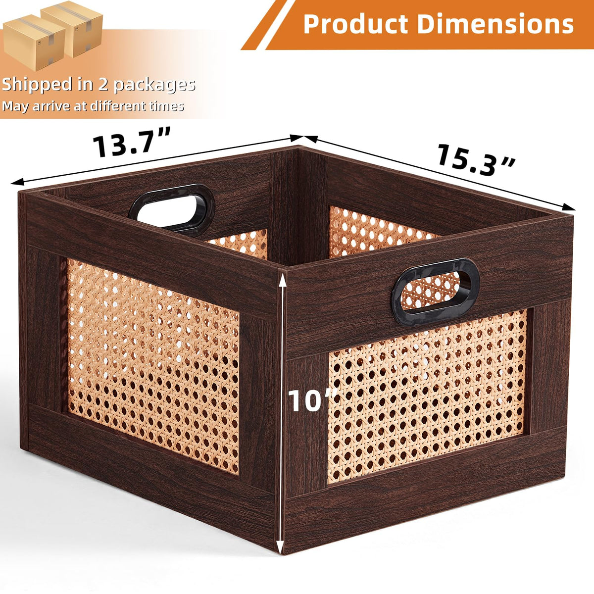LELELINKY 2 Pack Vinyl Record Storage Crates, Rattan Vinyl Record Holder