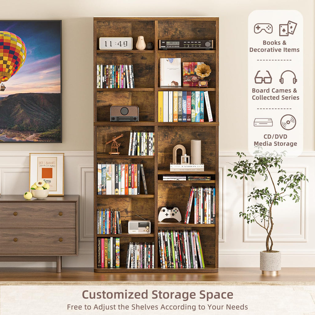 LELELINKY 11 Tier Tall Display Cabinet, Black Media Storage Cabinet