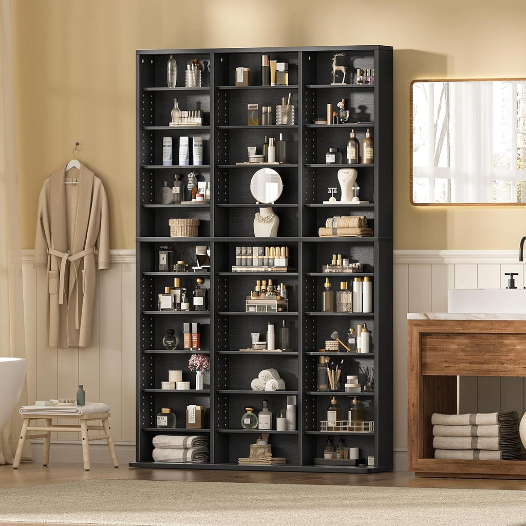 LELELINKY 11 Tier Tall Display Cabinet, Black Media Storage Cabinet