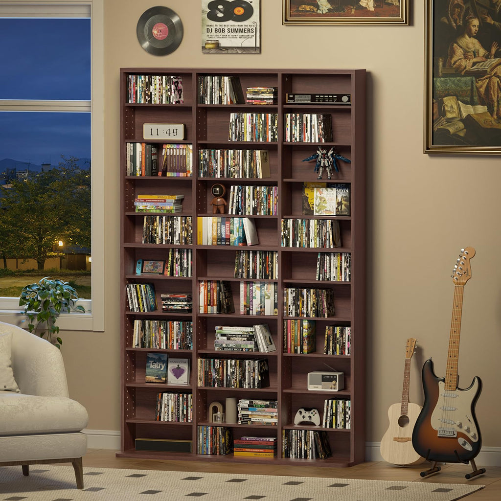 LELELINKY 11 Tier Tall Display Cabinet, Black Media Storage Cabinet