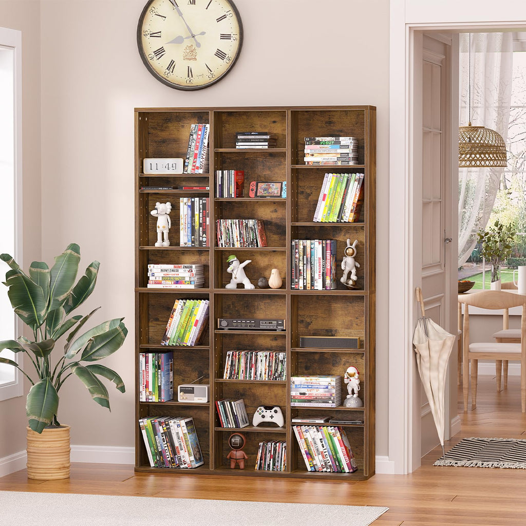 LELELINKY 11 Tier Tall Display Cabinet, Black Media Storage Cabinet