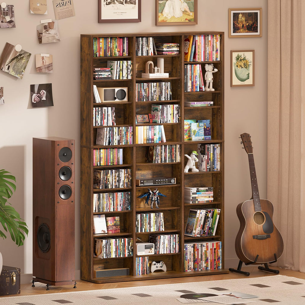LELELINKY 11 Tier Tall Display Cabinet, Black Media Storage Cabinet