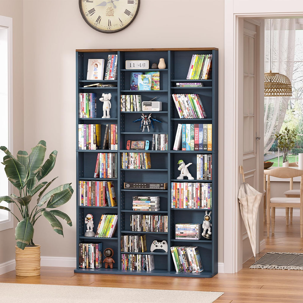 LELELINKY 11 Tier Tall Display Cabinet, Black Media Storage Cabinet