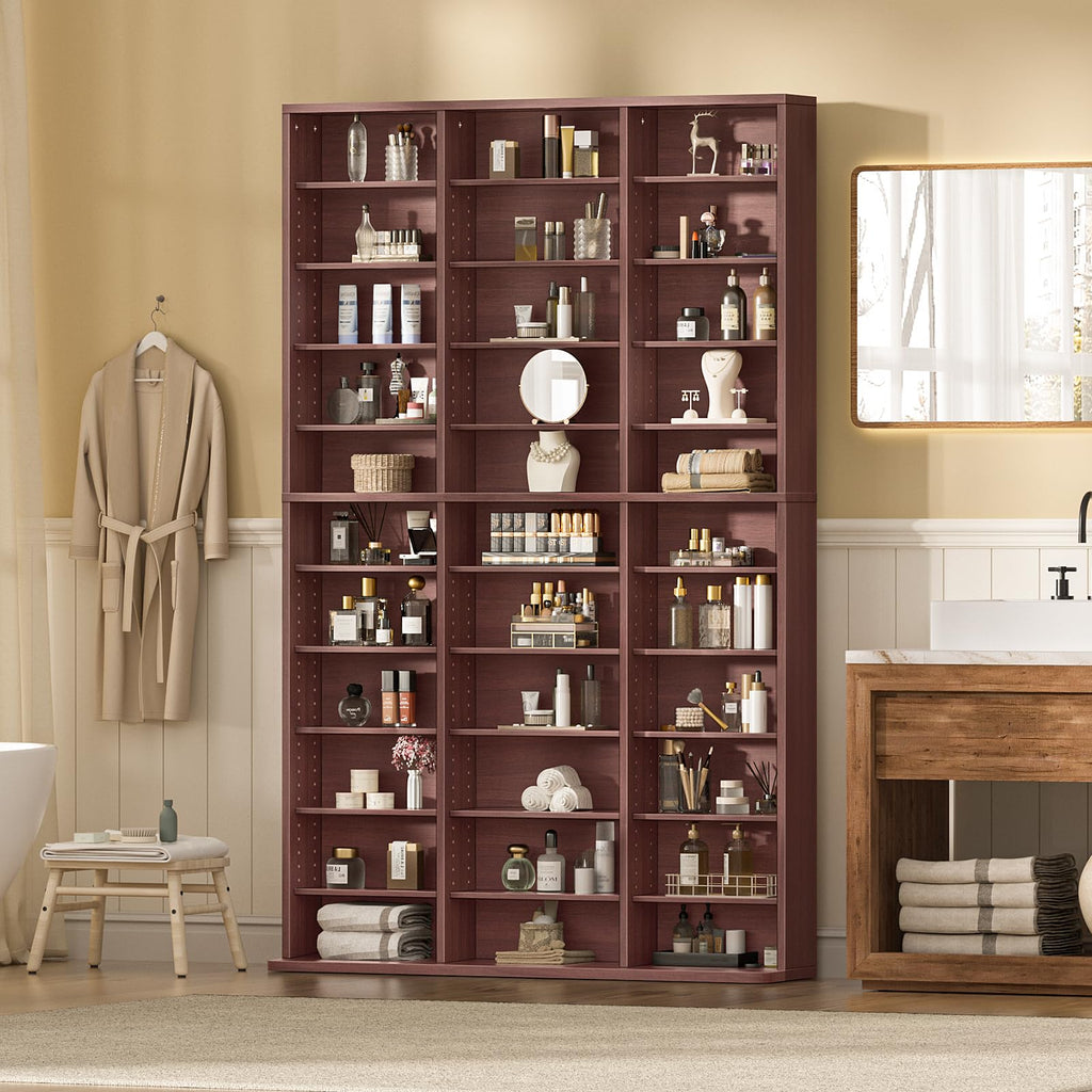 LELELINKY 11 Tier Tall Display Cabinet, Black Media Storage Cabinet