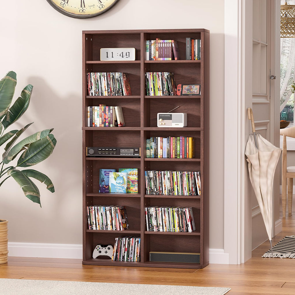 LELELINKY 11 Tier Tall Display Cabinet, Black Media Storage Cabinet