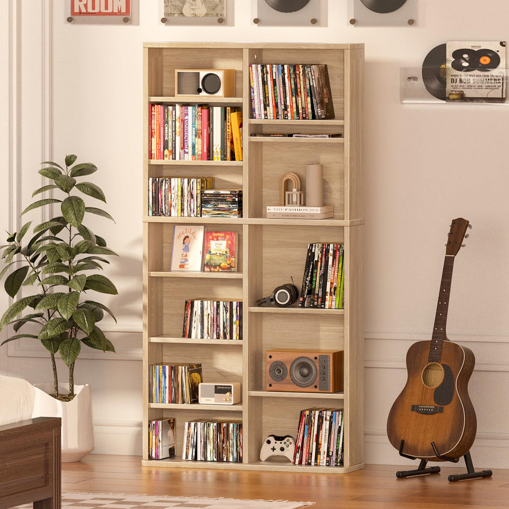 LELELINKY 11 Tier Tall Display Cabinet, Black Media Storage Cabinet