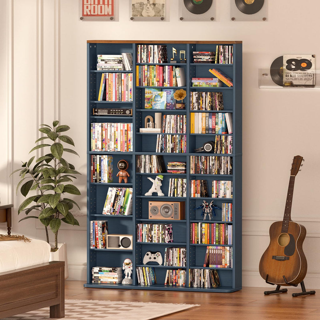 LELELINKY 11 Tier Tall Display Cabinet, Black Media Storage Cabinet