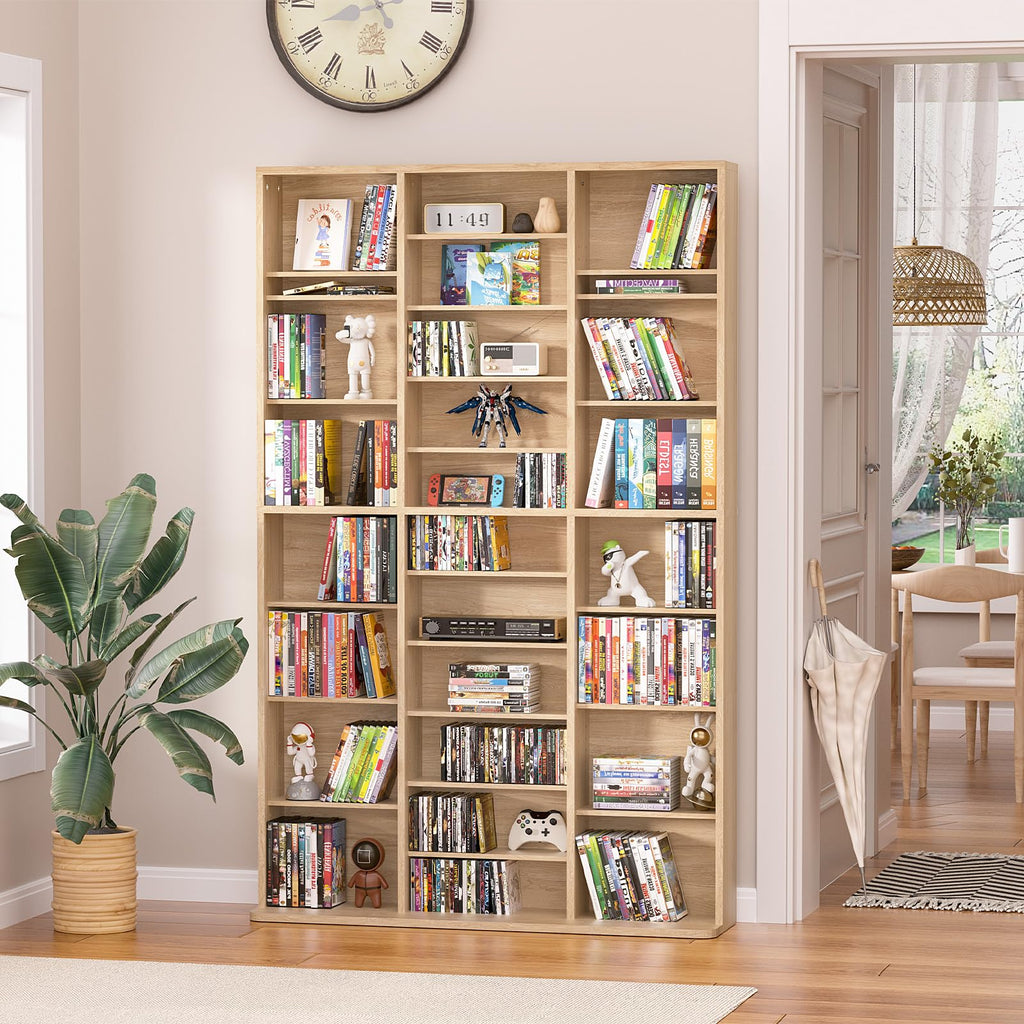 LELELINKY 11 Tier Tall Display Cabinet, Black Media Storage Cabinet